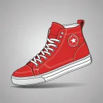 red high-top sneakers with white soles and toe caps image